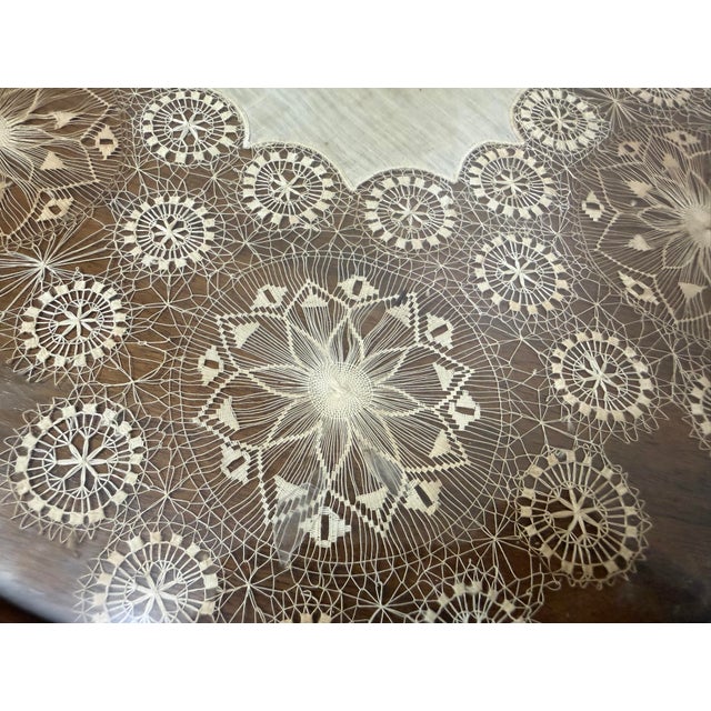 Wood Antique 19th Century Handmade French Lace Wood Bronze Serving Tray Dish Platter For Sale - Image 7 of 13