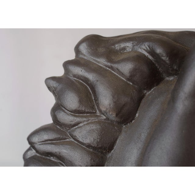 Large Vintage Dark Brown Ceramic Horse Head Sculpture For Sale - Image 10 of 14