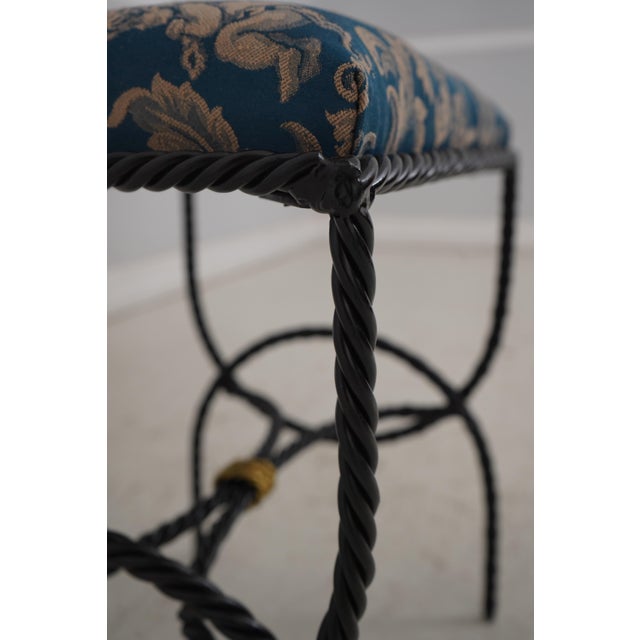 Pair Rope Twist Iron Newly Upholstered Benches For Sale In Philadelphia - Image 6 of 12