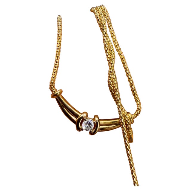 Vintage 20 Pointer White Diamond Necklace 14 Karat Yellow Gold, 18 Inch Long For Sale - Image 15 of 18