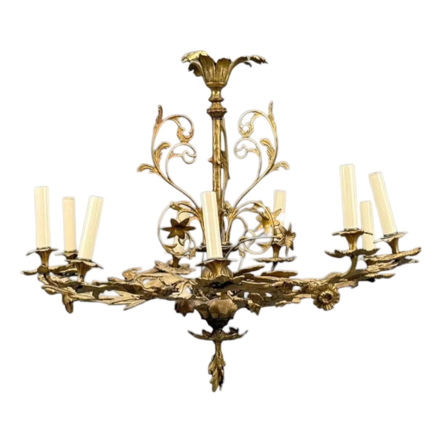 Rococo Style, Leaf and Vine Chandelier, Dore Bronze, Italy, 1920s ...