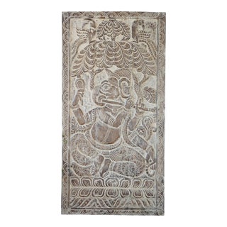 Vintage Fluting Ganesha Wall Sculptural Sliding Door, 72x35 For Sale