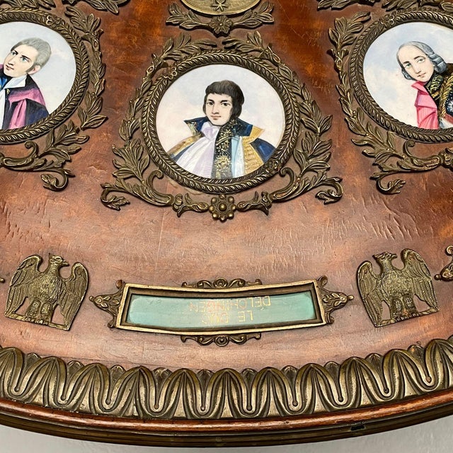 Auburn Neoclassical, Mahogany, Napoleonic Plaque Mounted Center Table, France, 1930s For Sale - Image 8 of 11