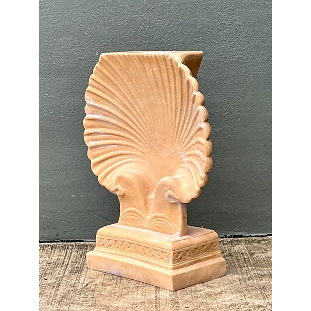 Vintage Eco-Plaster Clam Shell Console Pedestal For Sale In West Palm - Image 6 of 12