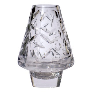 Modern Space Age Design Cut Crystal Vase, 1960s For Sale