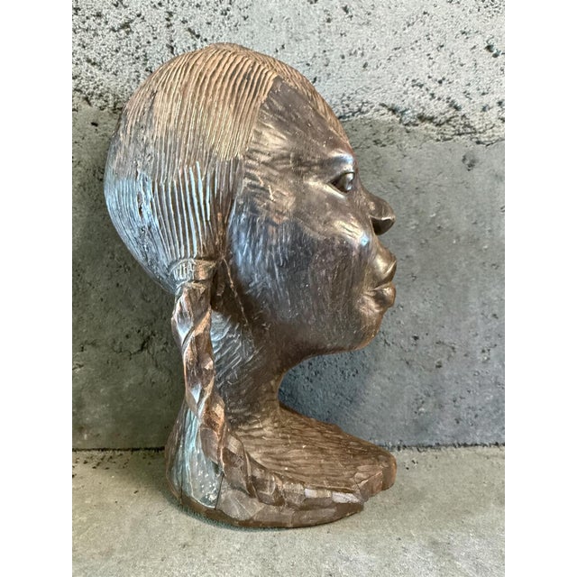 Mid-Century Modern African Busts, 1960s, Set of 2 For Sale - Image 9 of 11