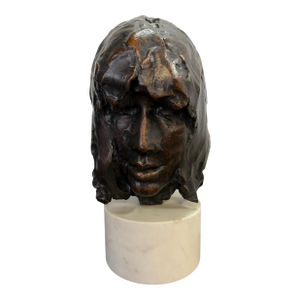 The "Mask" Bronze Sculpture Mounted on Marble by Paul Suttman 1967 Mid Century