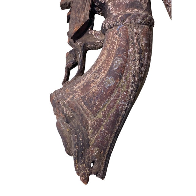 Antique Indonesian Crowned Angel Wood Sculpture For Sale In New York - Image 6 of 11
