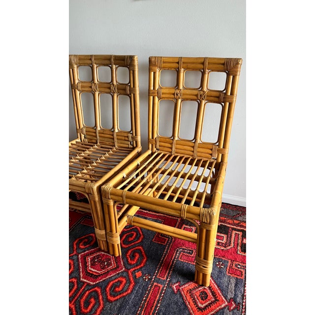 Brown Jordan Rattan & Bamboo Chairs 1980 - A Pair For Sale In West Palm - Image 6 of 11