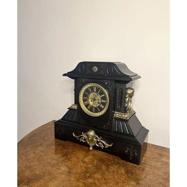 Mid 19th Century Large Antique Victorian Marble Mantle Clock, 1850 For Sale - Image 5 of 7