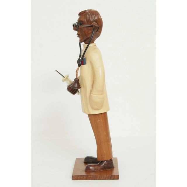 Romer Vintage Hand Carved Wood Doctor Figurines Statues - a Pair For Sale - Image 4 of 13