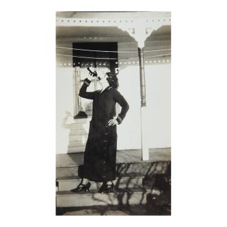 Early 20th Century Snapshot Photograph Party Girl Drinking Beer For Sale