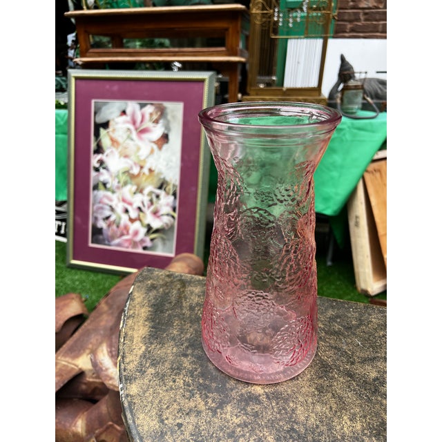1970s 1970s Pink Depression Glass Large Vase For Sale - Image 5 of 6