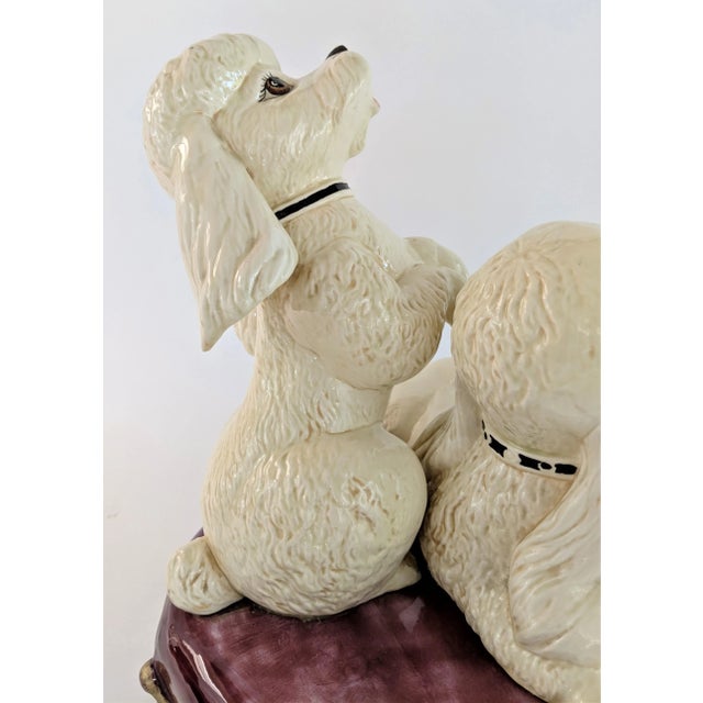 Vintage Ceramic Pair of White Poodles on a Pillow For Sale In Miami - Image 6 of 12