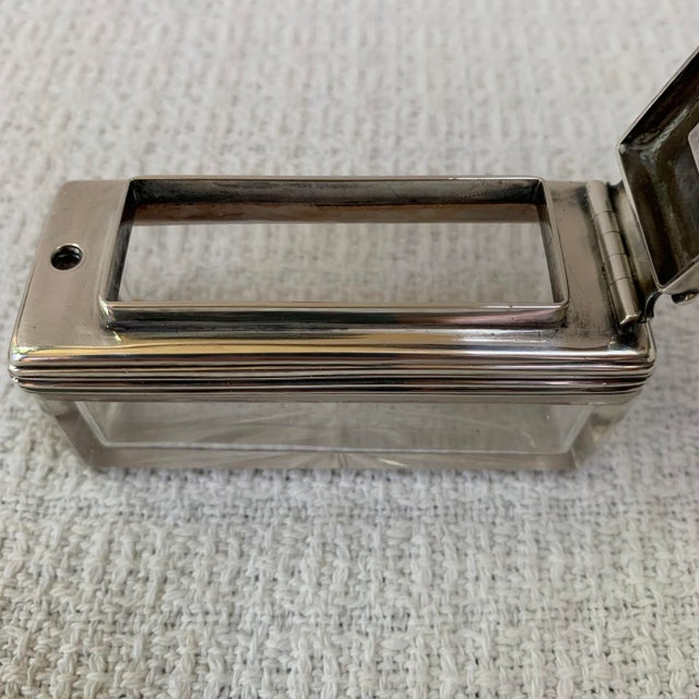 Antique Sterling Silver Cut Crystal Traveling Ink Well For Sale - Image 11 of 15