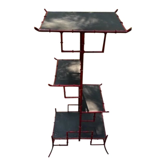 La Barge Chinoiserie Red Plant Stand For Sale