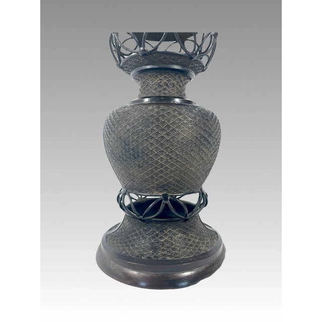 Massive Chinese Imperial Bronze Candle Holder, Candlestick 29" (2 of 2) For Sale - Image 9 of 10
