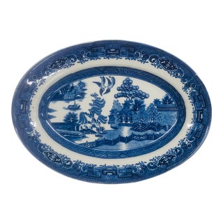 Early 20th Century Blue Willow Oval Serving Plate For Sale