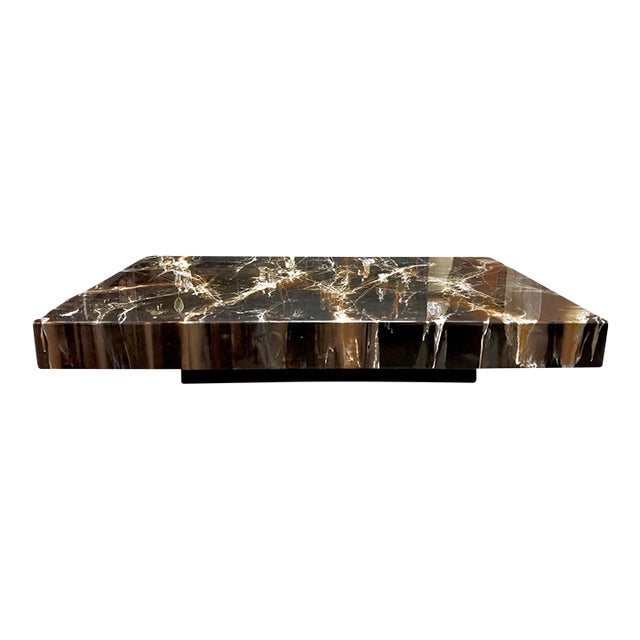 Vintage Italian Faux Marble Coffee Table by Willy Rizzo For Sale