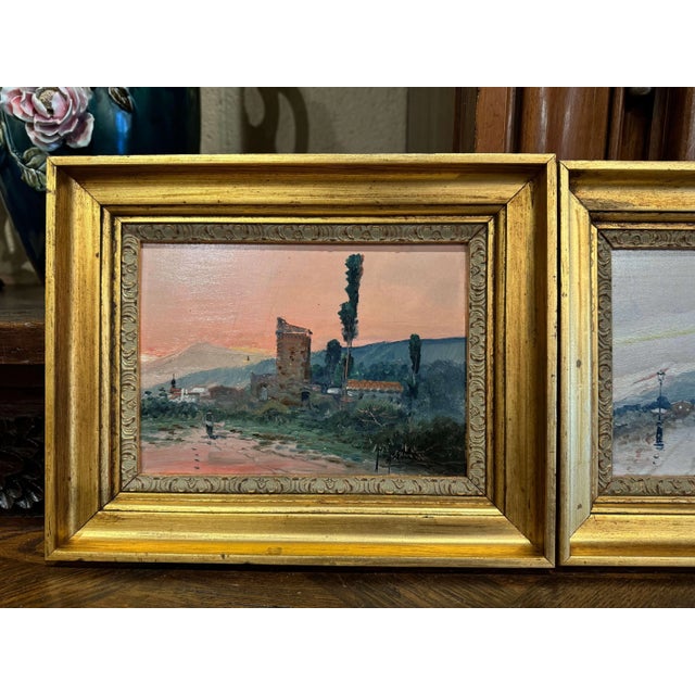 French Pair of Early 20th Century French Village Landscape Paintings Signed F. Blanco For Sale - Image 3 of 11