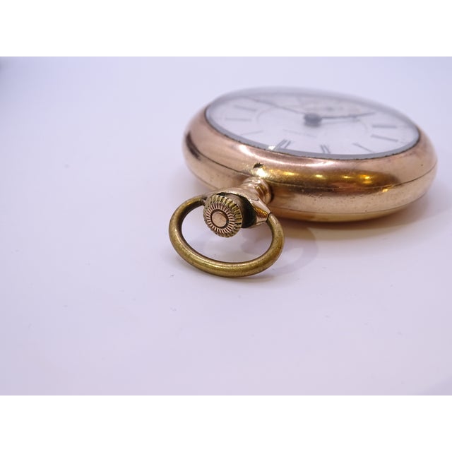 Savonette Pocket Watch in 14k Gold, Porcelain and Crystal from American Waltham Watch Co., USA, 1900s For Sale - Image 14 of 18