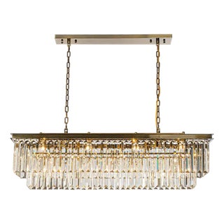 Aloadecor 12-Light Modern Gold Fringe Crystal Chandelier for Dining Room With Crystal Accents For Sale