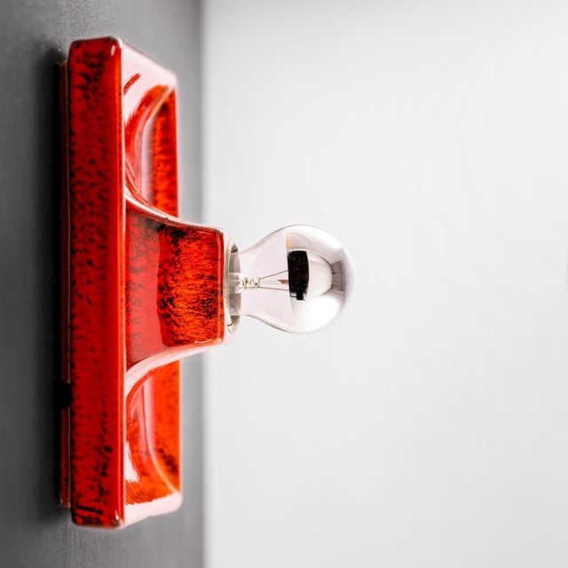 Fat Lava Ceramic Wall Lights in Red Orange from Hustadt Leuchten Arnsberg, Germany, 1970s, Set of 3 For Sale - Image 13 of 18