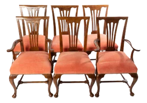 Late 20th Century Baker Georgian Style Oak Dining Chairs - Set of 6
