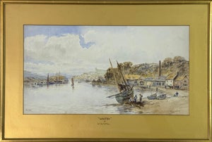Antique Victorian Watercolour of Whitby Harbour by 19th Century British Artist 1891 Circa