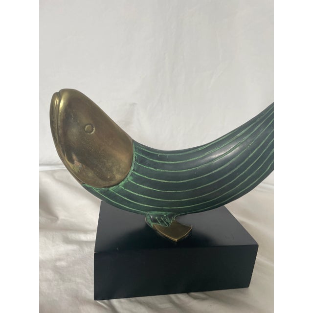 Metal 1990s Modern Metal Fish Statue by Dolbi Cashier For Sale - Image 7 of 8