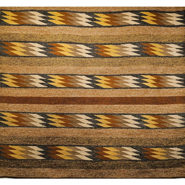 Square Size Vintage Native American Navajo Rug. Wool & Cotton, Eye Dazzler Pattern, 4x4 For Sale - Image 10 of 17