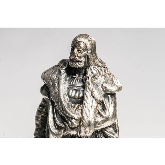 19th Century Neat Antique Art Nouveau Silver Gilt Bronze Albrecht Dürer Statue Miniature Desk Wax Seal For Sale - Image 5 of 15
