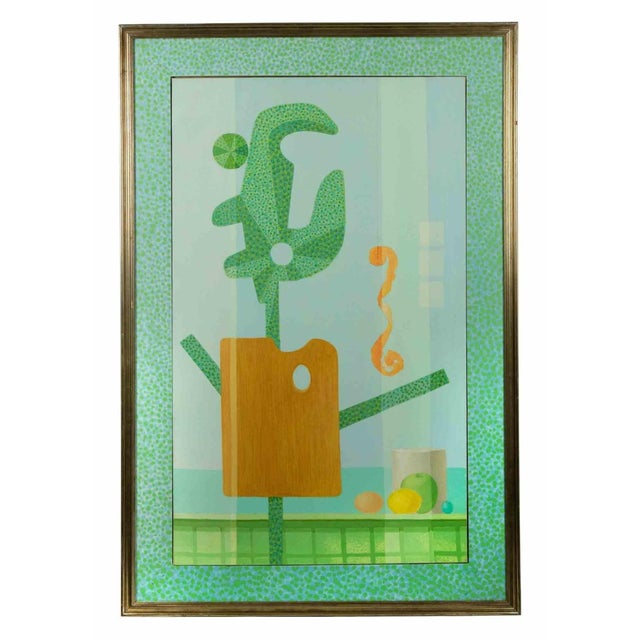 Abstract Green Composition is an artwork realized by Leo Guida, in 1970s. Oil painting on canvas, with frame. 122 x 81 cm....