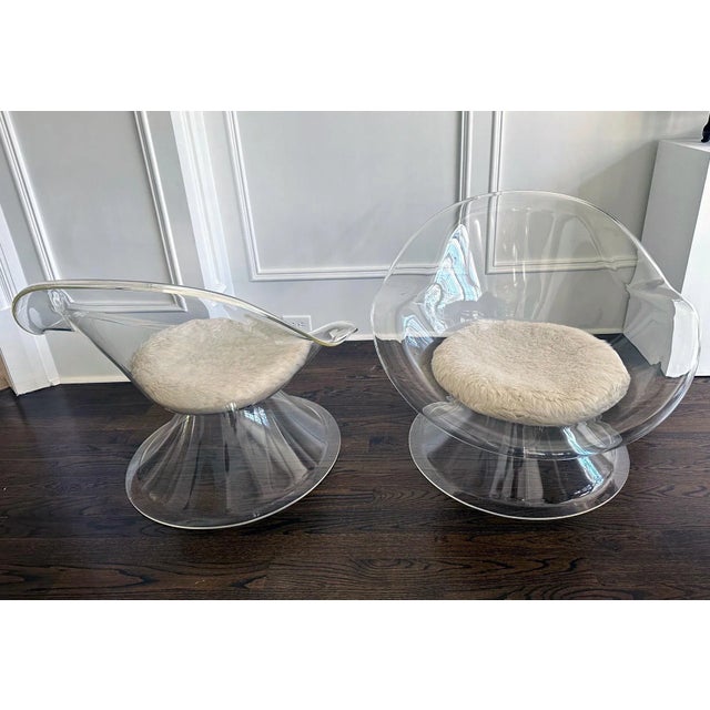 Cream Daffodil Lounge Chairs by Erwin & Estelle Laverne - a Pair For Sale - Image 8 of 12