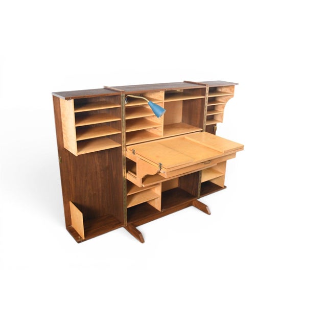 German Walnut "Desk in a Box" Home Office Cabinet, 1960s For Sale In San Francisco - Image 6 of 17