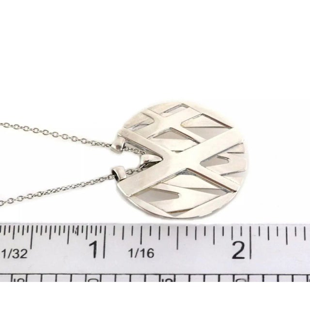Late 20th Century Tiffany & Co. Atlas Round Medallion Sterling Silver Pendant Necklace For Sale - Image 5 of 5