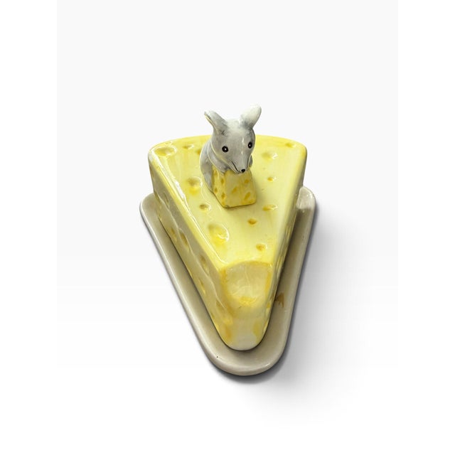 Vintage Ceramic Mouse & Swiss Cheese Covered Cheese Dish For Sale - Image 4 of 7