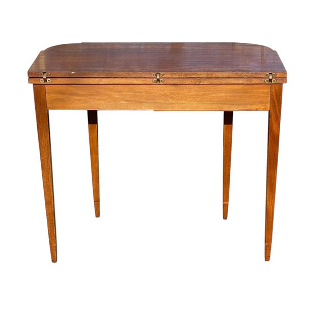 Antique Hepplewhite Style Mahogany & Satinwood Card Table / Console Table For Sale - Image 11 of 12