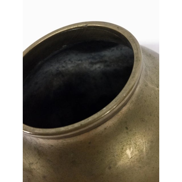 Vintage Korean Solid Brass Zen Vase For Sale - Image 4 of 13