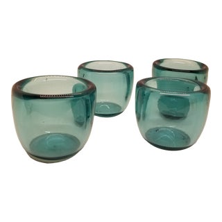 Vintage British Colour Standard Hand Blown Glass Tea Light Holders, Set of Four For Sale