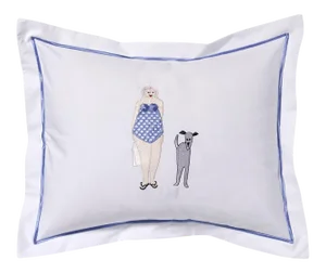 Bathing Lady Boudoir Pillow Cover, Embroidered