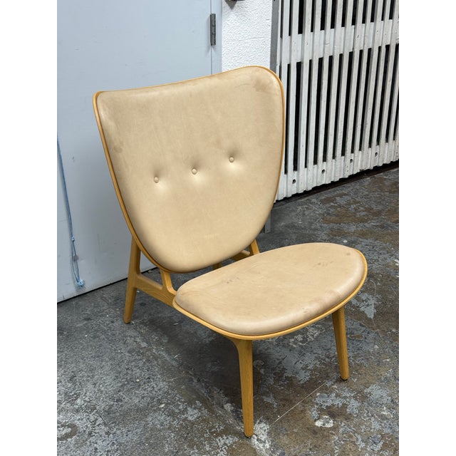 Wood Norr11 Elephant Vintage Leather Lounge Chair, Natural Oak For Sale - Image 7 of 12