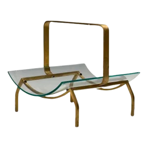 Fontana Arte, Italian Mid-Century Modern, Magazine Rack, Brass, Glass, 1970s