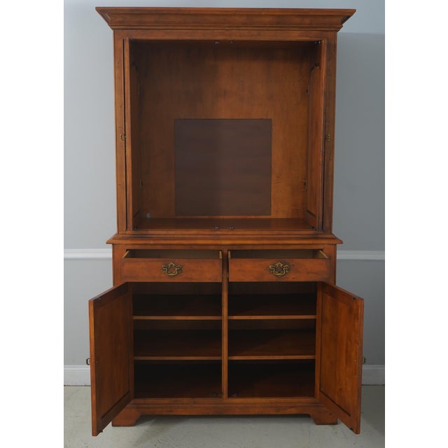 Traditional Century Large Country Distressed Finish Tv Armoire For Sale - Image 3 of 18