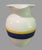 Vintage Made in Italy White Pottery Blue & Yellow Stripes Wine Water Pitcher For Sale - Image 4 of 7
