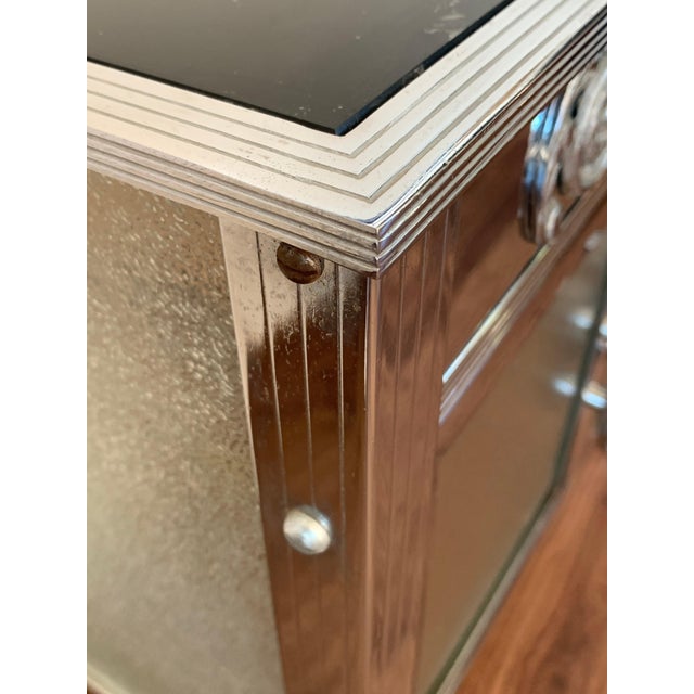 Mid 20th Century French Art Deco Pair of Brass Side Table or Nightstands, Drawer and Door For Sale - Image 11 of 18