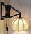 1970s Vintage Extendable and Adjustable Wall Lamp with Black Beechwood Frame and Beige Wool Shade, 1970s For Sale - Image 5 of 7