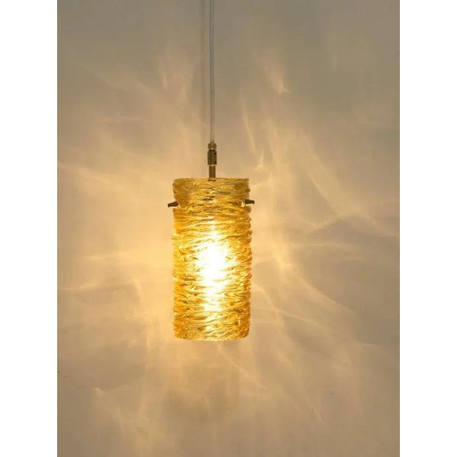 White Mid-Century Modernist Glass Tube & Brass Pendant Lamp attributed to J. T. Kalmar for Kalmar, Austria, 1950s For Sale - Image 8 of 11