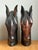 Celebrate the timeless beauty of equestrian art with this pair of vintage hand-carved wood horse head sculptures. Expertly...