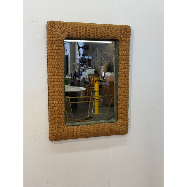 Italian Italian Woven Rattan Mirror, 1970s For Sale - Image 3 of 8